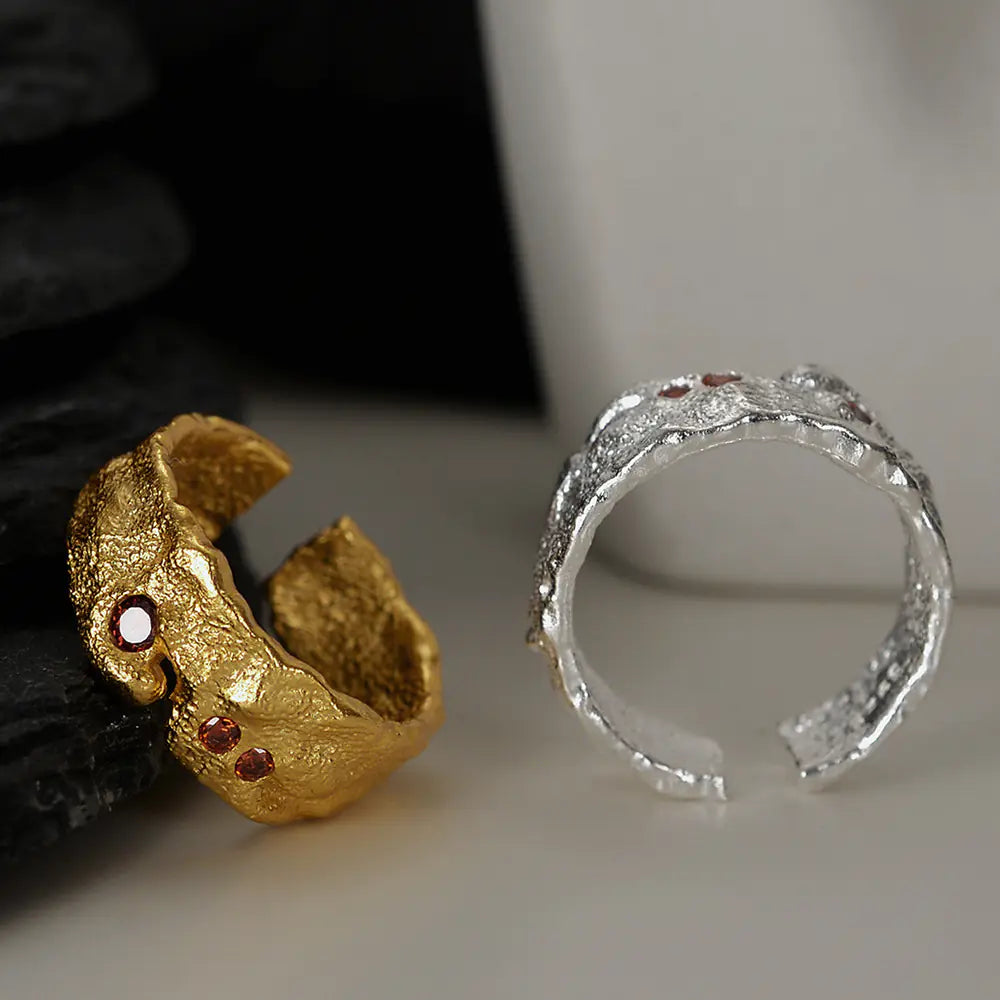 Silver Water Texture Ring for Women