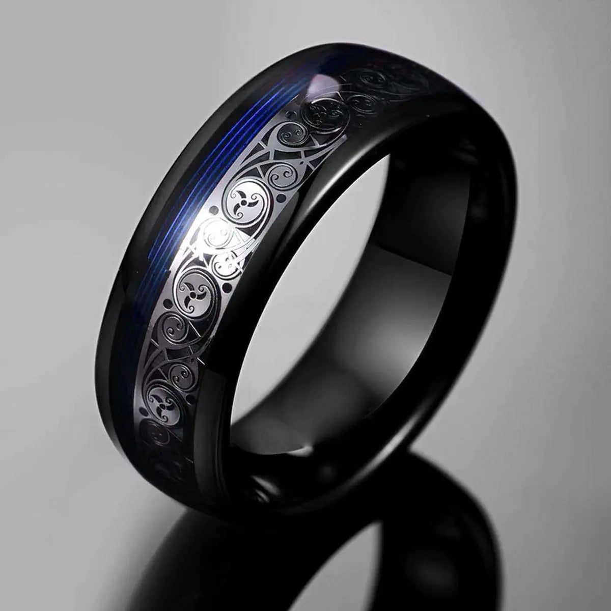 Tungsten Steel Black Decorative Ring for Men