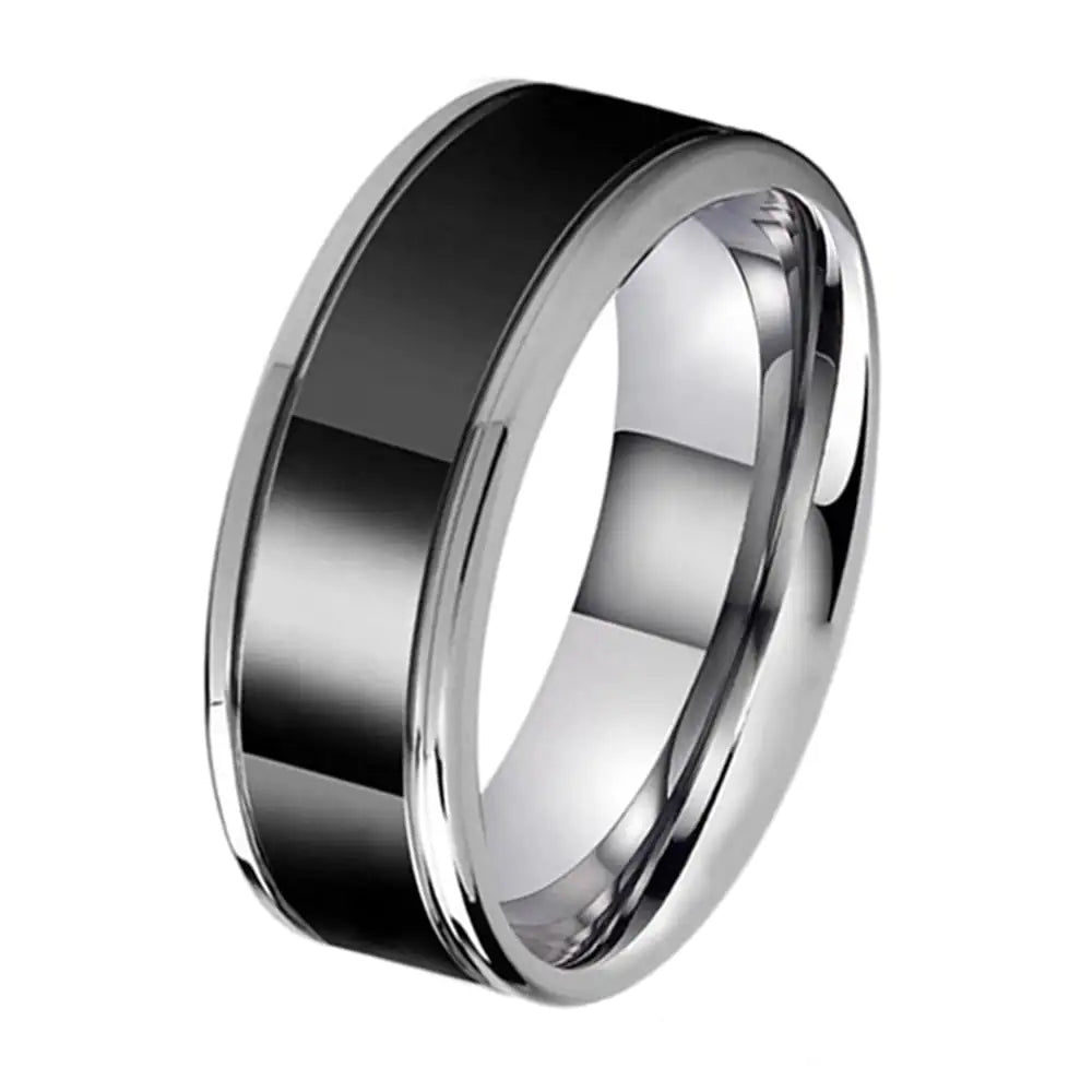 Black Tungsten Steel Ring for Business Fashion