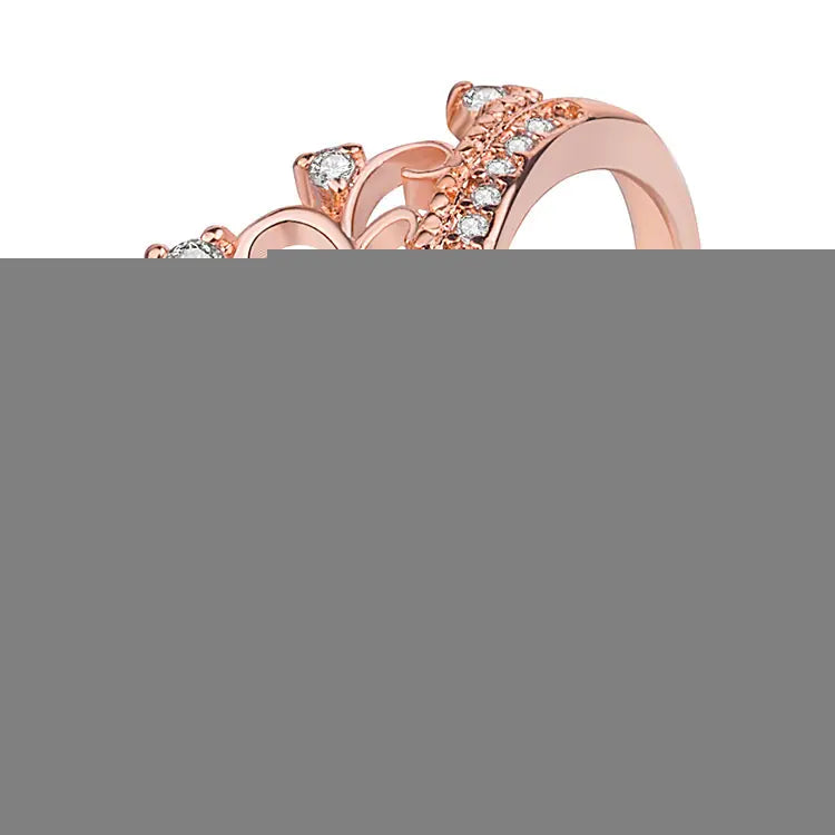 Crown Ring with 18K Gold Plating and Zircon Stones