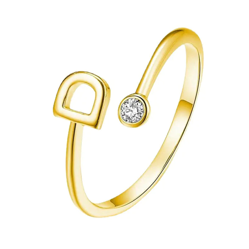S925 Silver Letter Gold-Plated Ring for Women