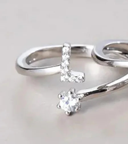 26 Letters Sterling Silver Ring for Women Fashion