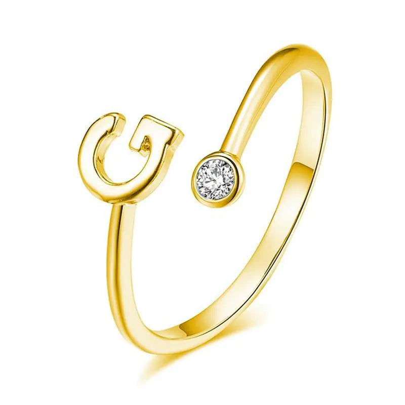 S925 Silver Letter Gold-Plated Ring for Women