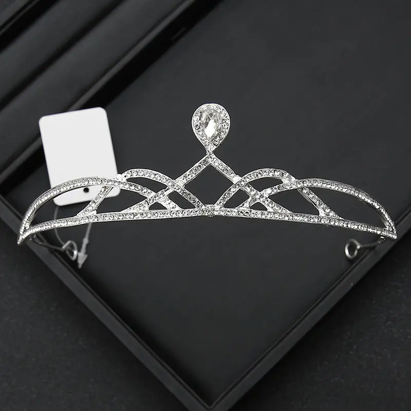 Crown Headpiece with Rhinestones for Weddings and Birthdays
