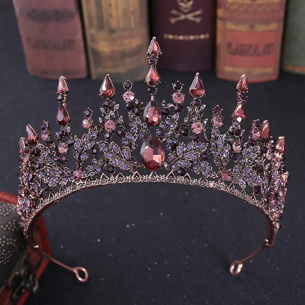 H1259 European Baroque Bride Crown with Rhinestones