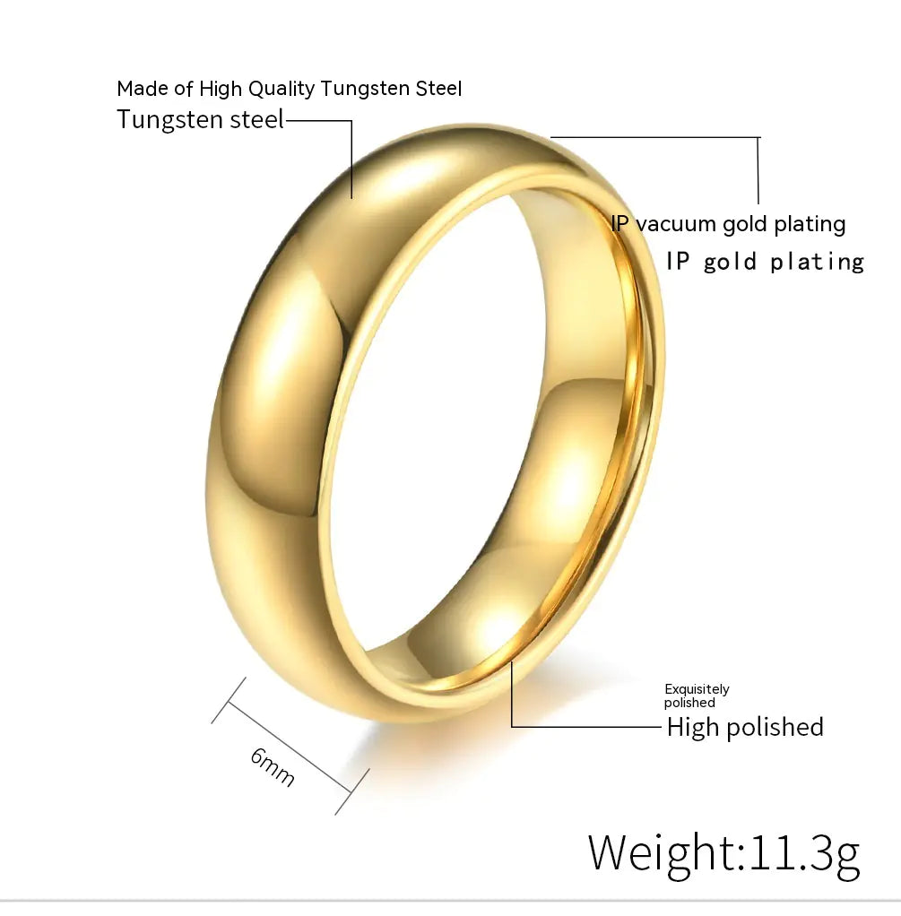 18K Gold Plated Tungsten Ring - Unisex Simple Design