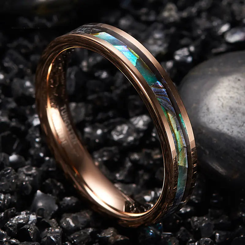 Rose Gold Plated Abalone Shell Ring for Men and Women