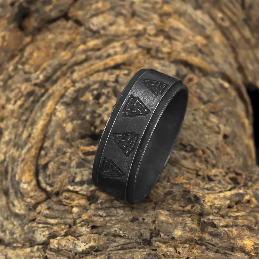 Vintage Viking Triangle Titanium Steel Ring for Men