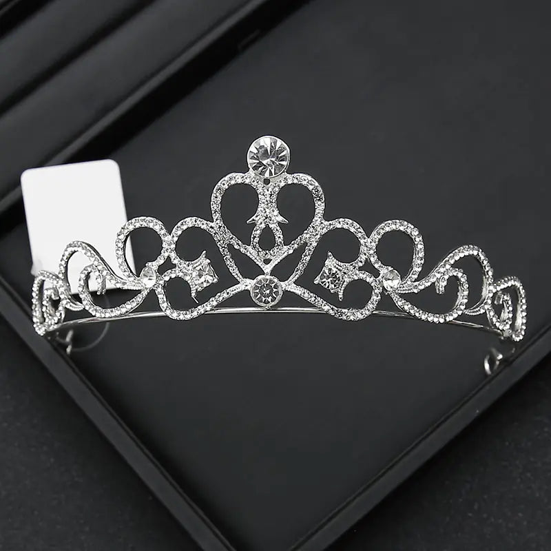 Crown Headpiece with Rhinestones for Weddings and Birthdays