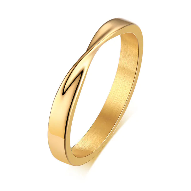 Gold Stainless Steel Mobius Ring for Women (R-448)