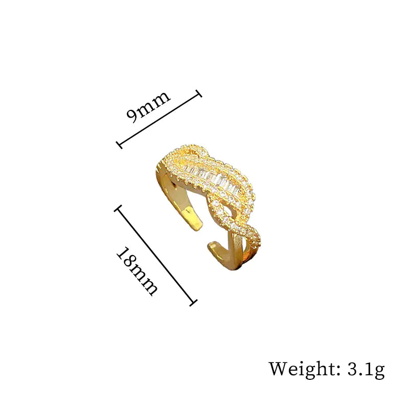 Geometric Design Gold-Plated Diamond Ring for Women