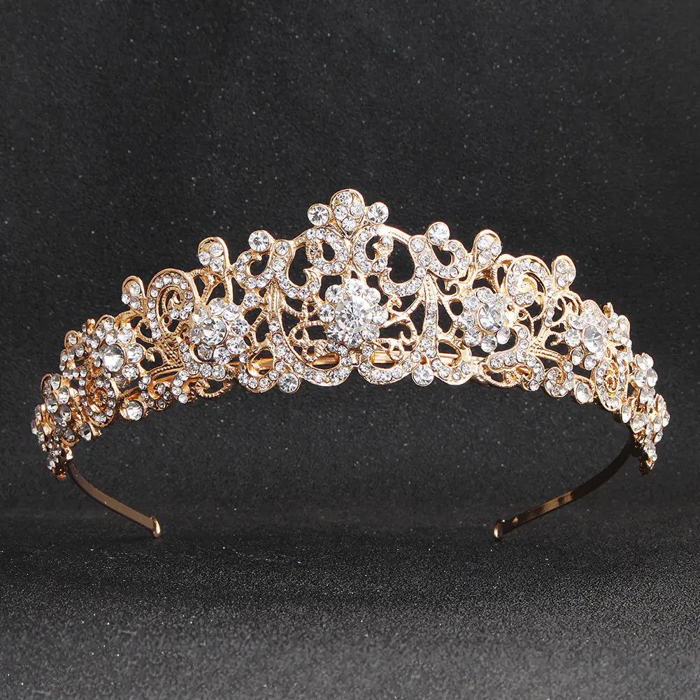 Vintage Baroque Bride Crown with Rhinestones Headband