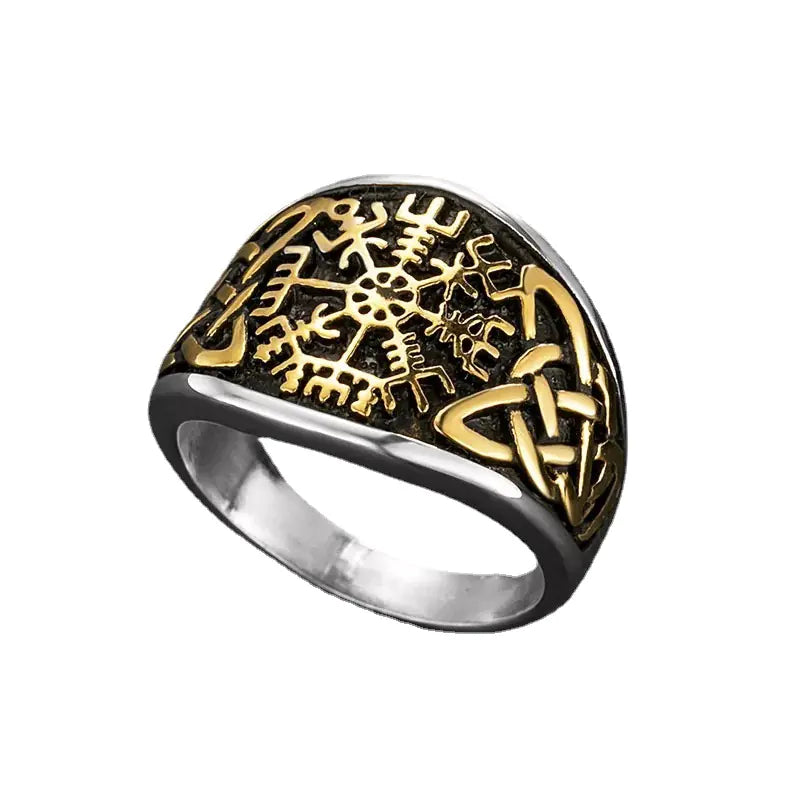 Nordic Viking Men's Titanium Steel Ring in Retro Style