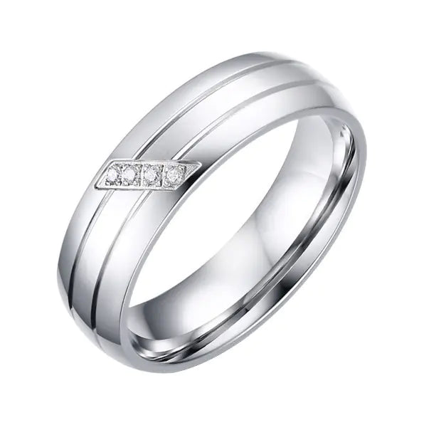 6MM Titanium Steel Couple Rings with Zirconia