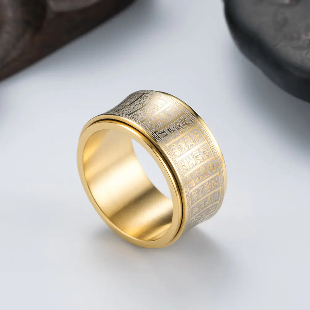 Chinese Style Titanium Steel Rotating Ring for Men