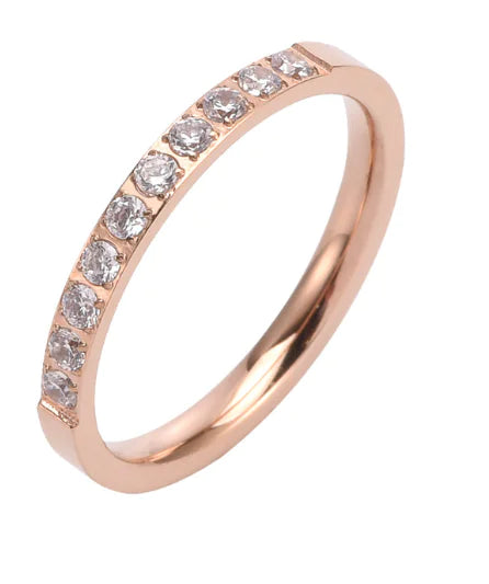 3MM Stainless Steel Zircon Ring for Women