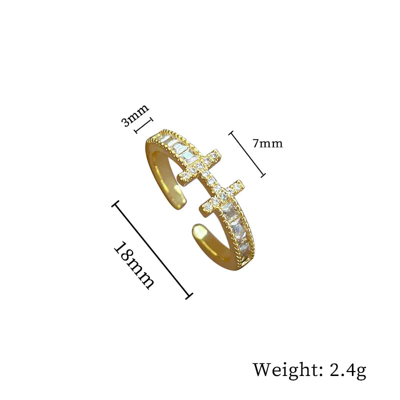 Geometric Design Gold-Plated Diamond Ring for Women