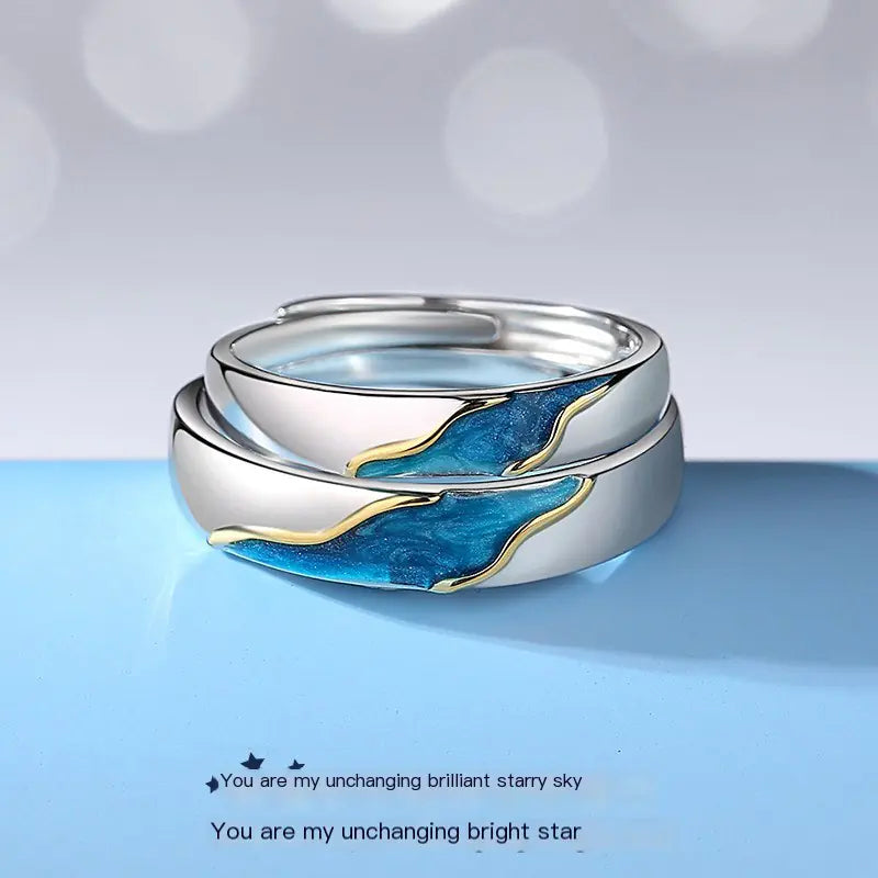 Original Couple Rings in S925 Silver with Enamel Design