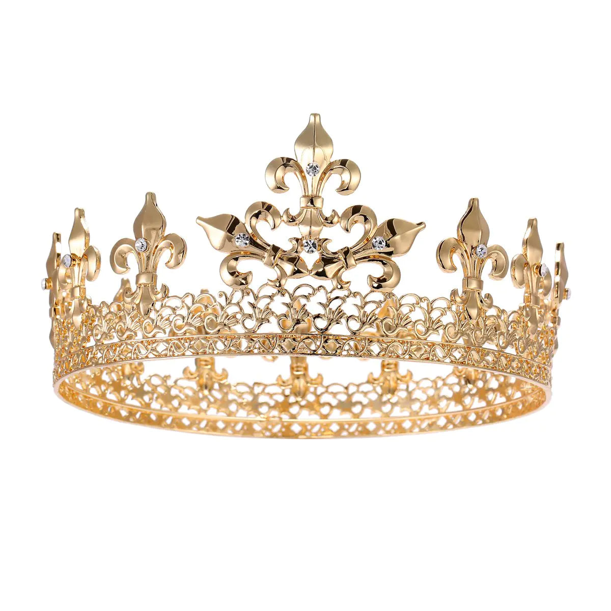 S SNUOY Gold King Crown for Men Royal Medieval Crown Full Round Crowns Cake Topper Prom Party Hats Mens Crown