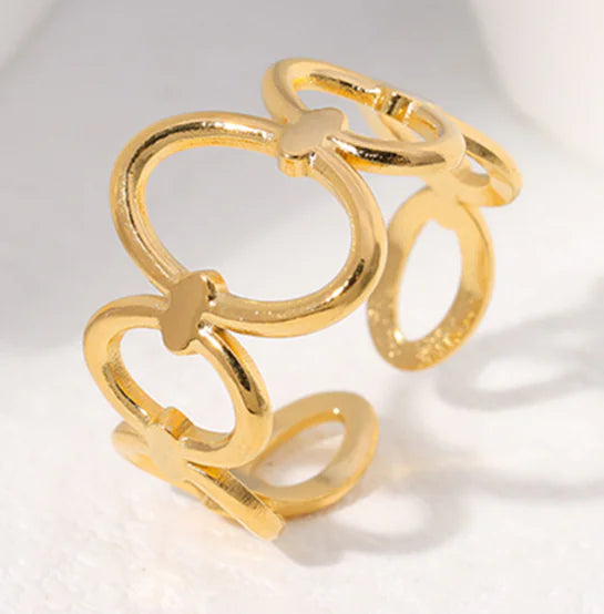 Geometric Stainless Steel Open Ring for Women