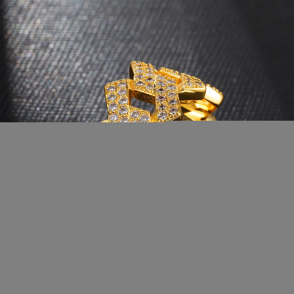 Men's Gold-Plated Copper Ring with Zirconia, Hip-Hop Style