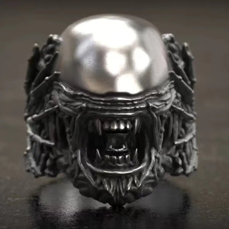 Men's Zinc Alloy Skull Ring with Punk Style Design