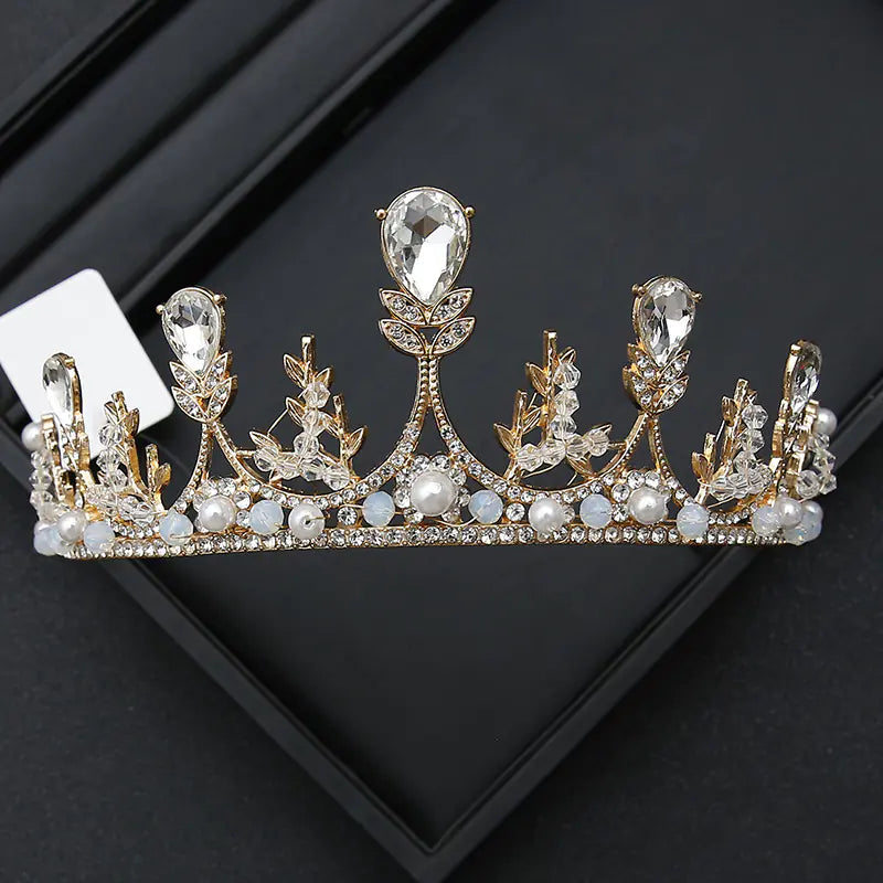 Crown Headpiece with Rhinestones for Weddings and Birthdays