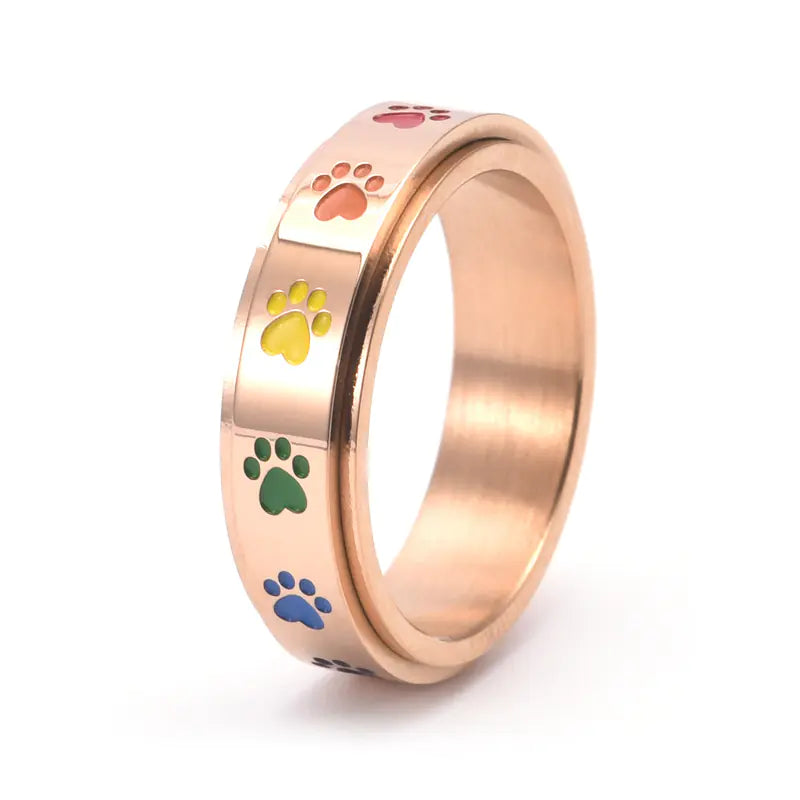 Rainbow Rotatable Stainless Steel Ring for Women