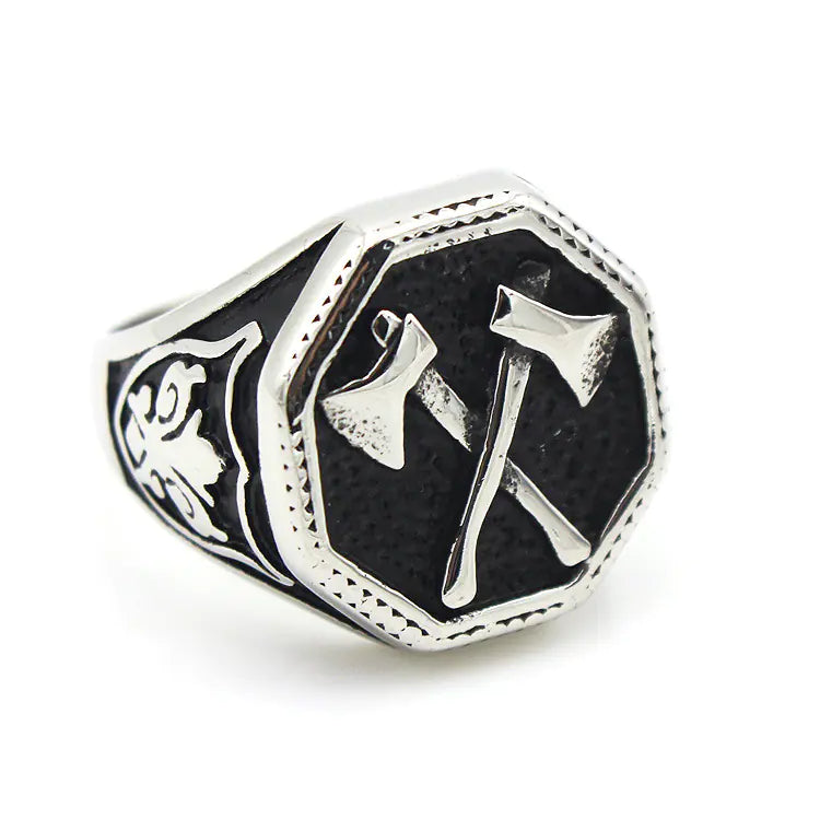 RW191 Retro Men's Titanium Steel Ring with Axe Design