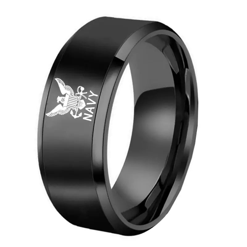 Titanium Steel US Soldier Badge Ring for Men