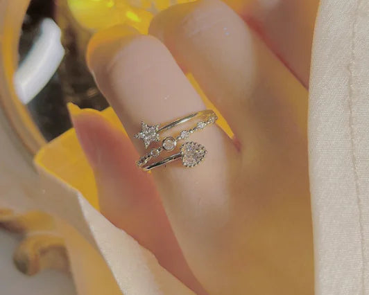 Light Luxury Adjustable Ring with Slight Inlay