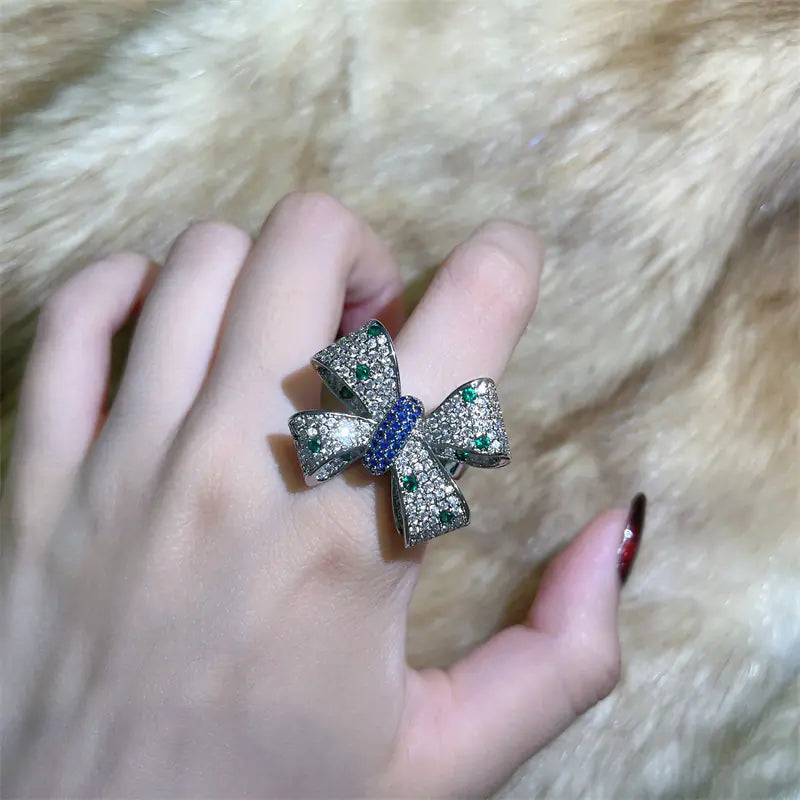 Embellished Bow Ring for Women's Fashion Temperament