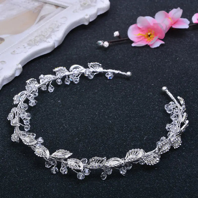 DIY Alloy Leaf Crown Headpiece for Brides