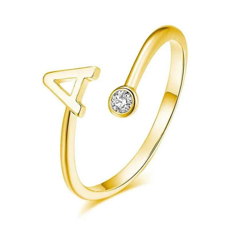 S925 Silver Letter Gold-Plated Ring for Women