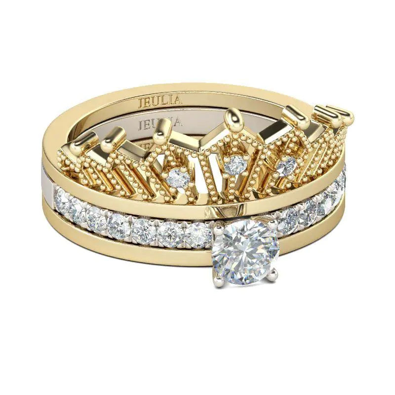 New Minimalist Split Crown Women's Ring Set with Zircon