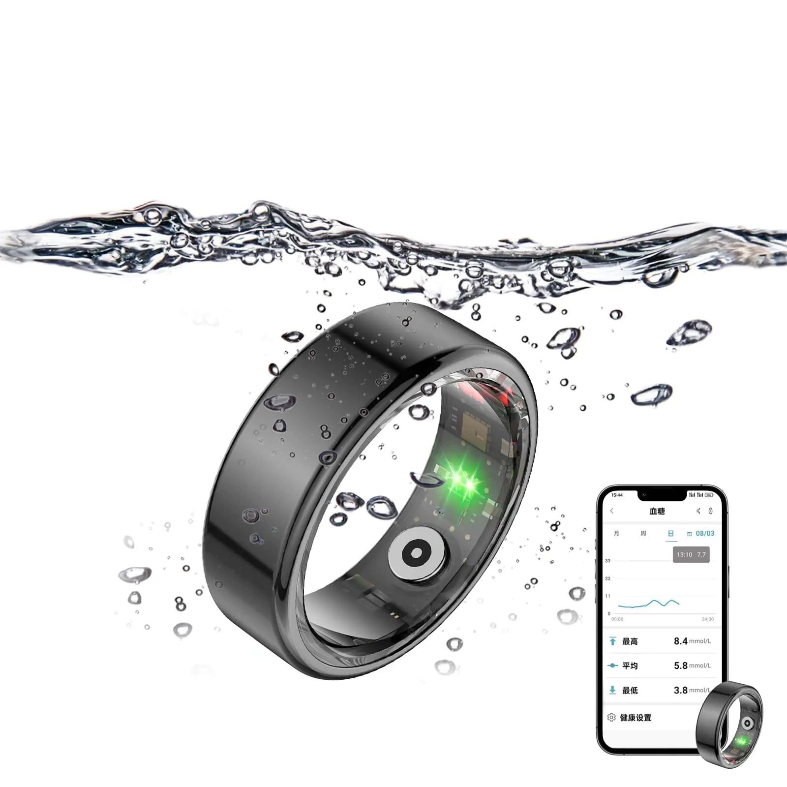 lewitools 2025 New Smart Ring Fitness Tracker Unisex Health Care Sleep Heart Rate Blood Oxygen Tracker Steps Distance Calorie Calculation Multiple Sports Modes IP68 Smartphone (9#)