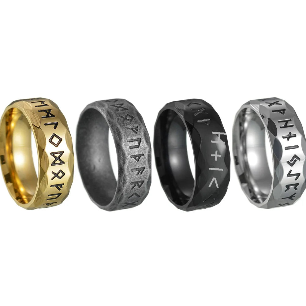 2023 Nordic Viking Rune Titanium Steel Ring for Men