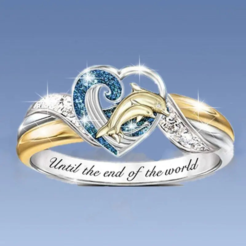 Elegant Dolphin Sapphire Engagement Ring for Women
