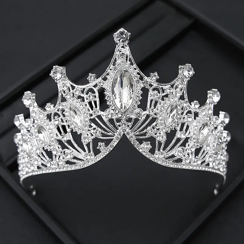 Crown Headpiece with Rhinestones for Weddings and Birthdays