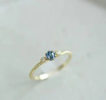 Blue Diamond Ring for Women with Gemstone Accents