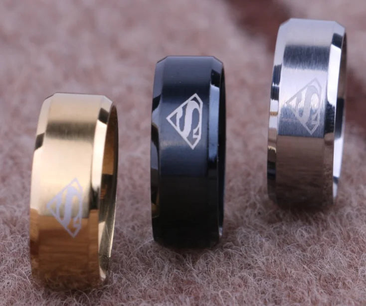 Fashionable Titanium Steel Superman Ring for Men