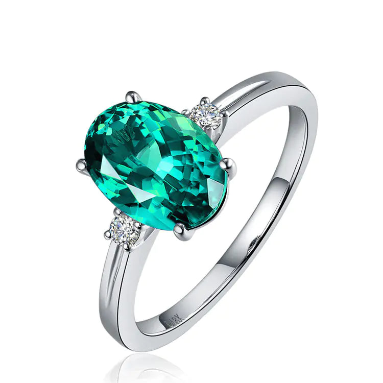 Elegant Emerald Colored Gemstone Ring for Women