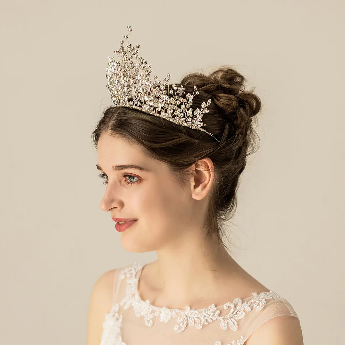 Handcrafted Beaded Crown Bridal Hair Accessory