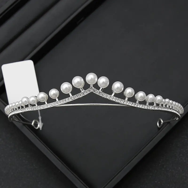 Crown Headpiece with Rhinestones for Weddings and Birthdays