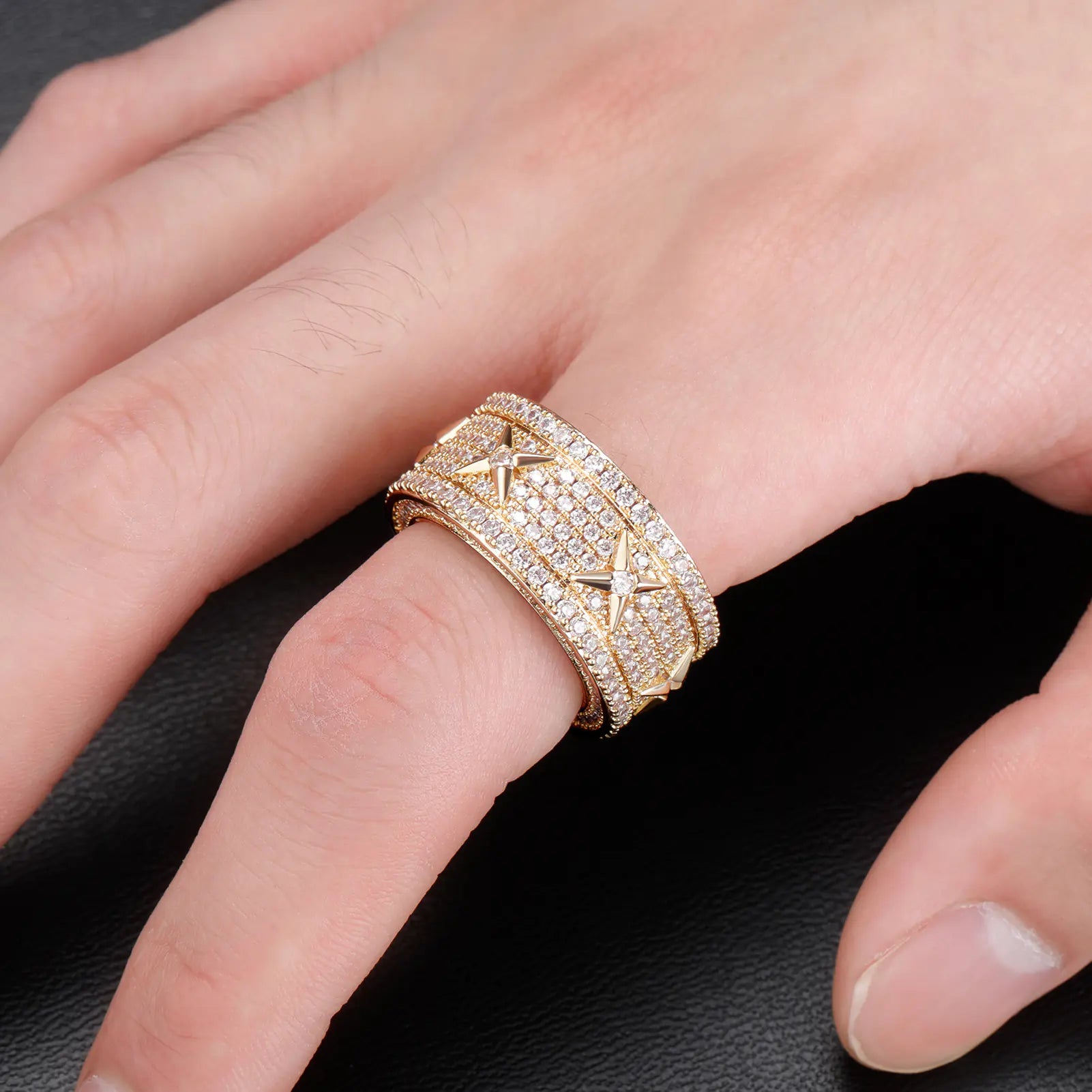 Real Gold plated Retro Zircon Ring