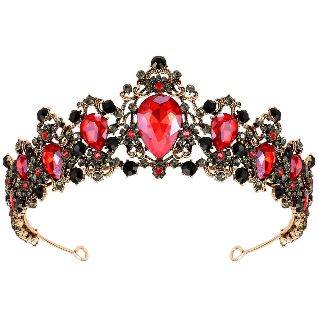 Didder Red and Black Tiaras and Crowns for Women Vampire Black Gothic Crown Tiara Halloween Masquerade Renaissance Medieval Costume Party Goth Accessories