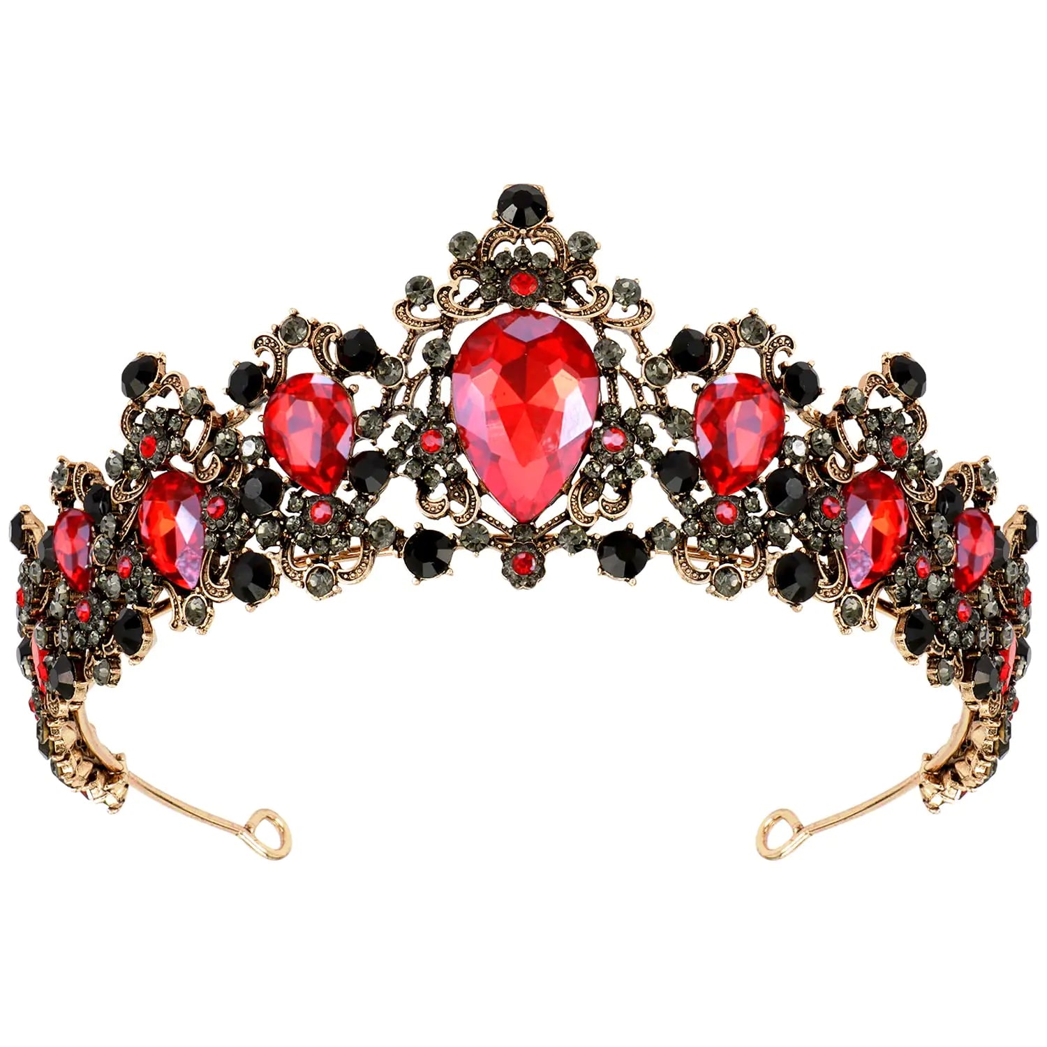 Didder Red and Black Tiaras and Crowns for Women Vampire Black Gothic Crown Tiara Halloween Masquerade Renaissance Medieval Costume Party Goth Accessories