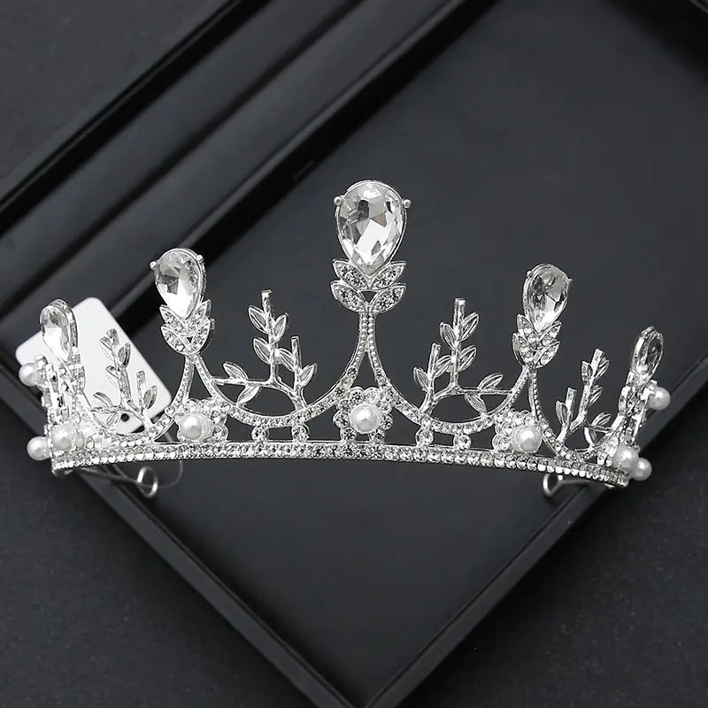 Crown Headpiece with Rhinestones for Weddings and Birthdays