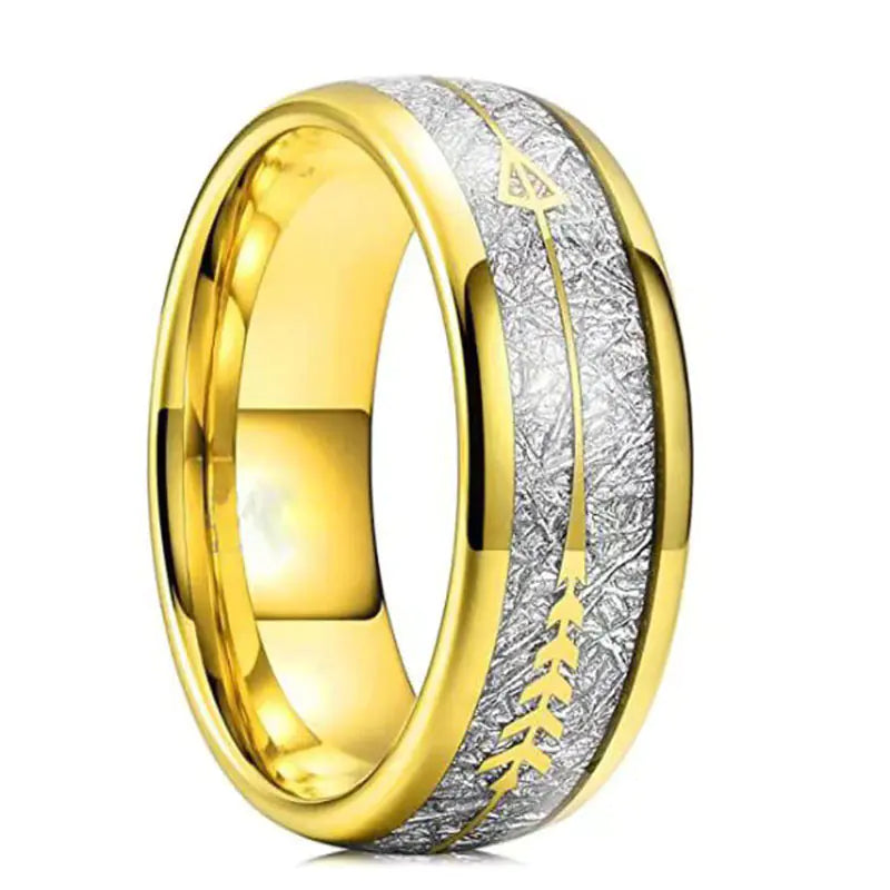 Simple Two-Color Polished Gold Rings for Men and Women