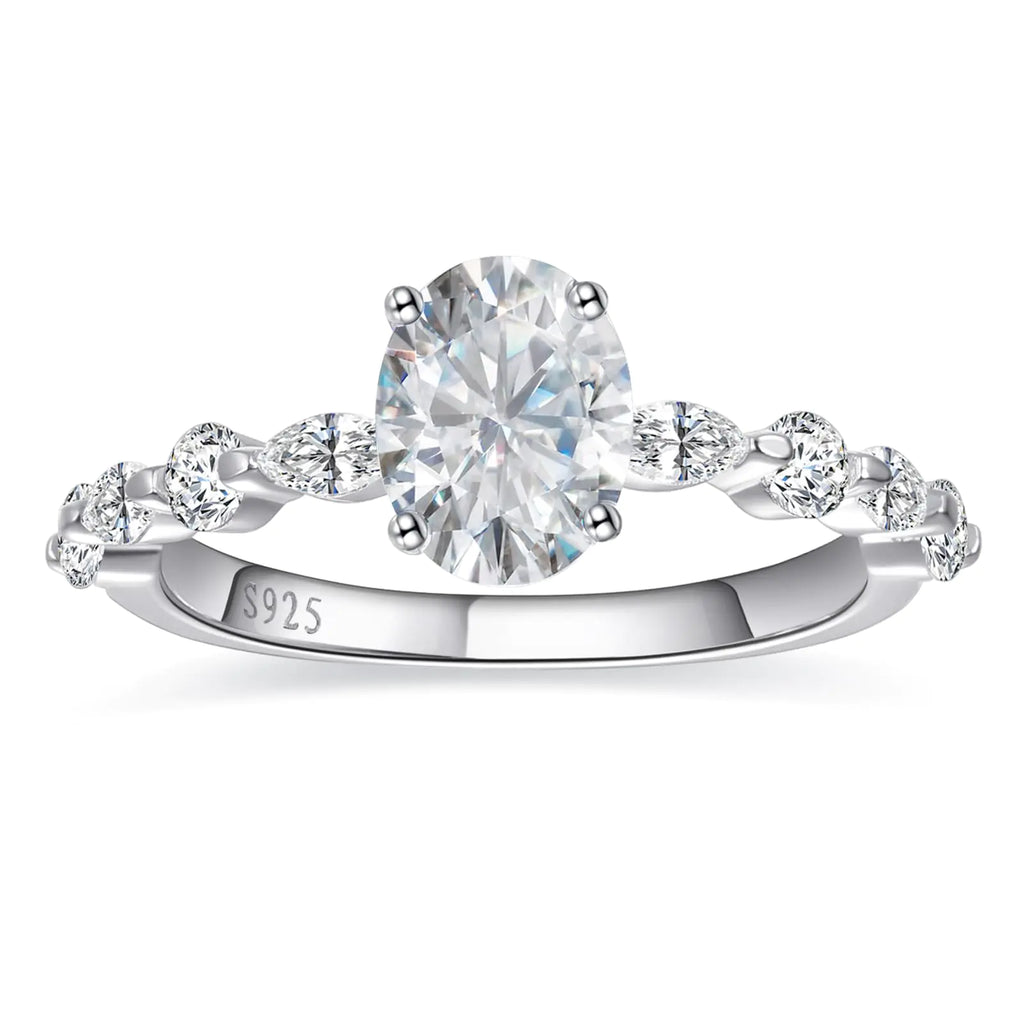 BONLAVIEGEM Oval Engagement Ring for Women 925 Sterling Silver Wedding Ring for Women Oval Ring for Women Sterling Silver Cubic Zirconia Engagement Rings Size 8